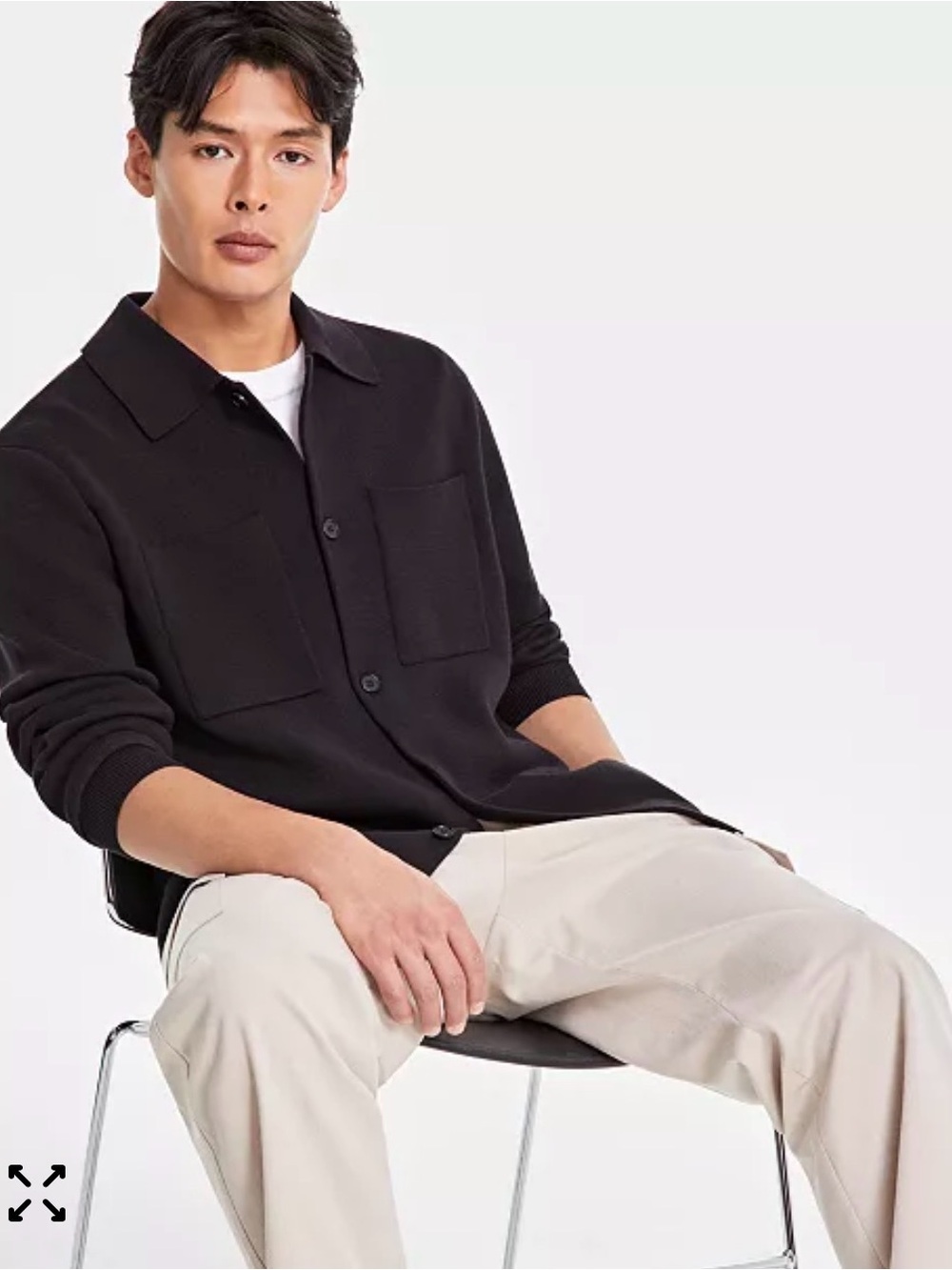 Alfani Men's Black V-Neck Button-Up Sweater